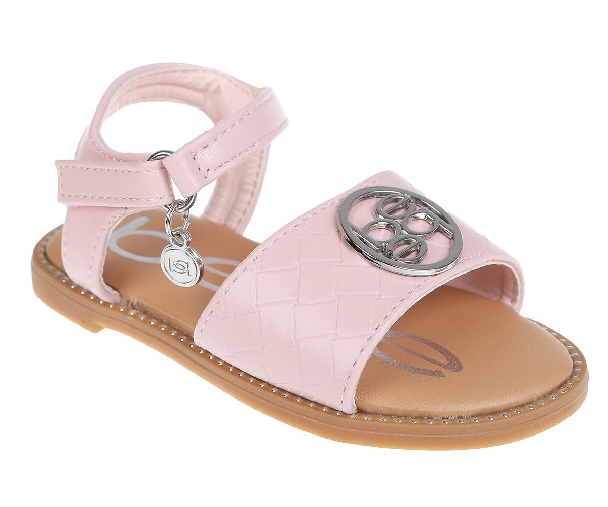 bebe Girls' Sandals - Trendy Flat Designs with Rhinestones, Puffy Straps, Embossed Details and Charms for Toddlers/Little Kids/Big Kids