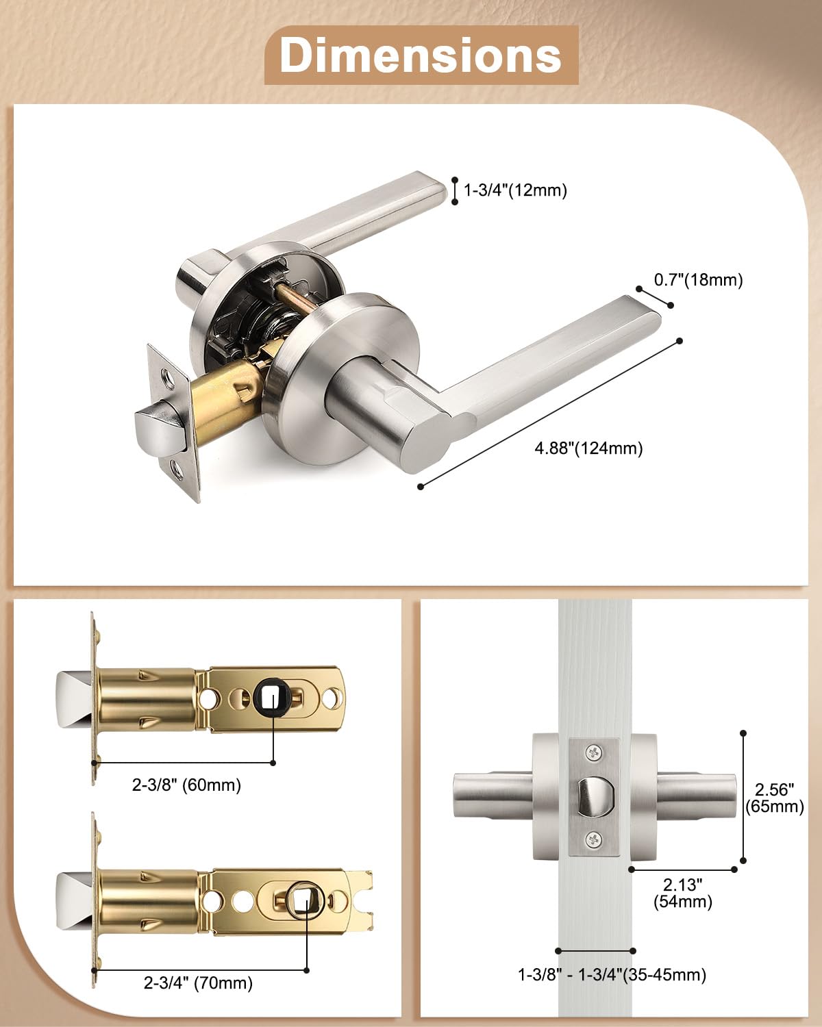 Probrico paso pomos para puertas de entrada sin llave y asas acabado de níquel satinado Locksets