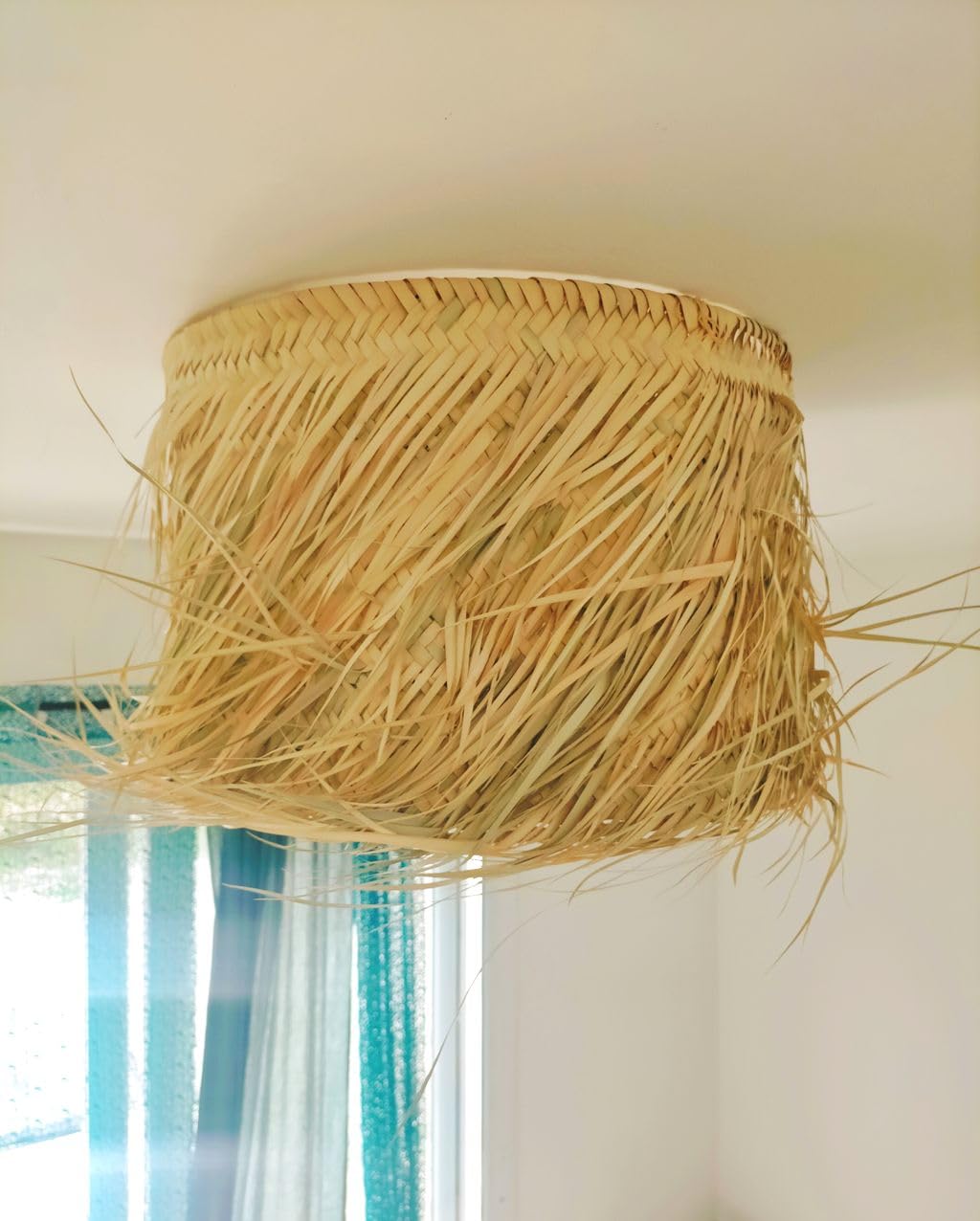 Générique suspension luminaire paille - Abat jour rond 45 cm en paille - suspension naturelle bohème