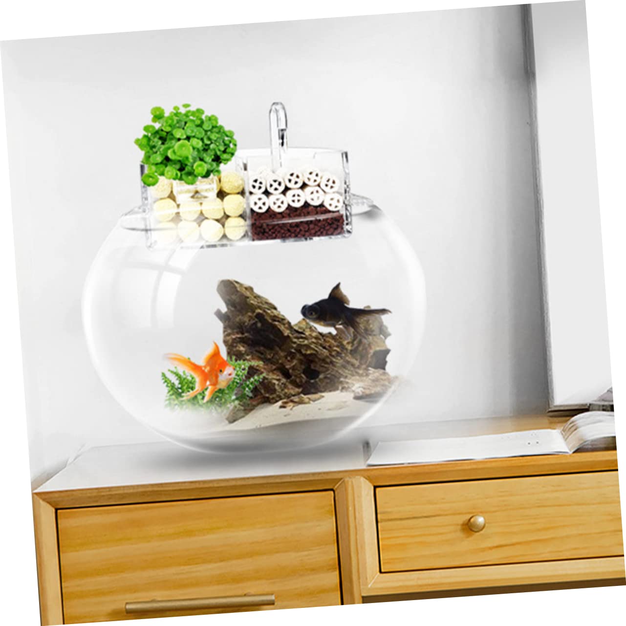 Yardwe Eckfilter für Aquarien mit Verstellbarem Auslasswinkel Mehrschichtfilter mit Weißer Filtermatte für Physikalische und Biochemische Filterung Platzsparendes Runder