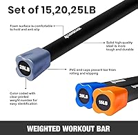 Vista 2 de Paquete de 3 barras con peso de entrenamiento LIONSCOOL para ejercicio, barra de peso acolchada para ejercicio, barra de estiramiento