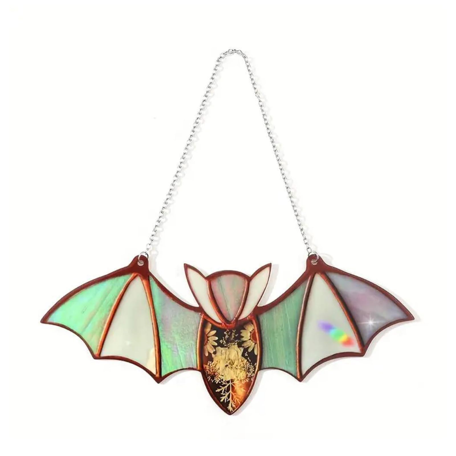 Halloween New Acrylic Colorful Bats Home Decoration Pendant Acrylic Window Hanging Bat Stained Glass Window Hangings Halloween Bat Hanging Wall Art Decoration