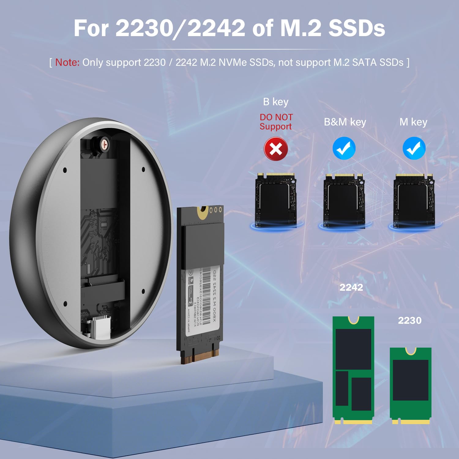 AMZPILOT Magnetic M.2 2230 2242 NVMe SSD to USB C Enclosure