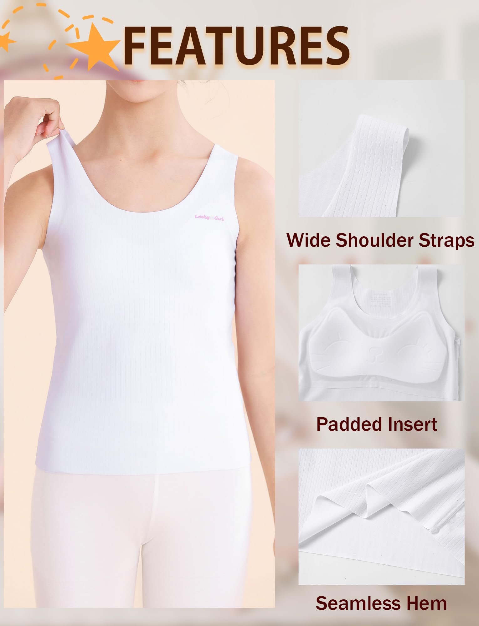 Camiseta interior para niña con acolchada, camiseta para niños, sin mangas, tirantes delgados, tirantes cortos, deporte, yoga, camiseta de tirantes para niña, ropa interior, camiseta interior fresca
