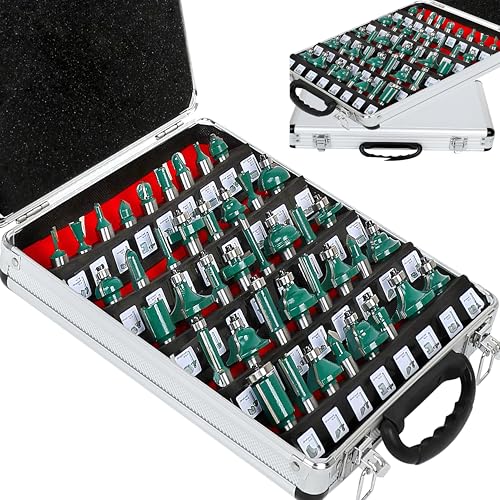 MAYLINEE 41 piezas 12.7MM vástago Fresas de fresado de carburo de Enrutador Brocas para fresado de madera herramienta de carpintería Fresas de madera con caja (1/2-FE)