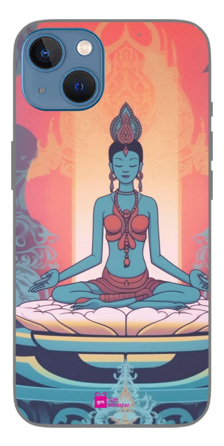 Gift Minister Silicone Designer Cover for Apple iPhone 13 Cadet Blueback - Karpa Yoga Logo Multi Album Covers Serenity Harmony White Purism Oriental Camera Protection Protective Flexible 1Pcs 1696W