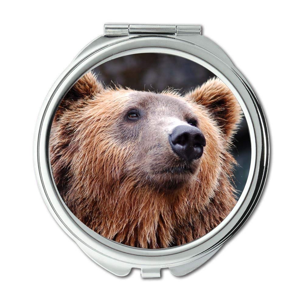 Amazon.co.jp: ミラー、化粧鏡、動物クマ茶色の熊、ポケットミラー