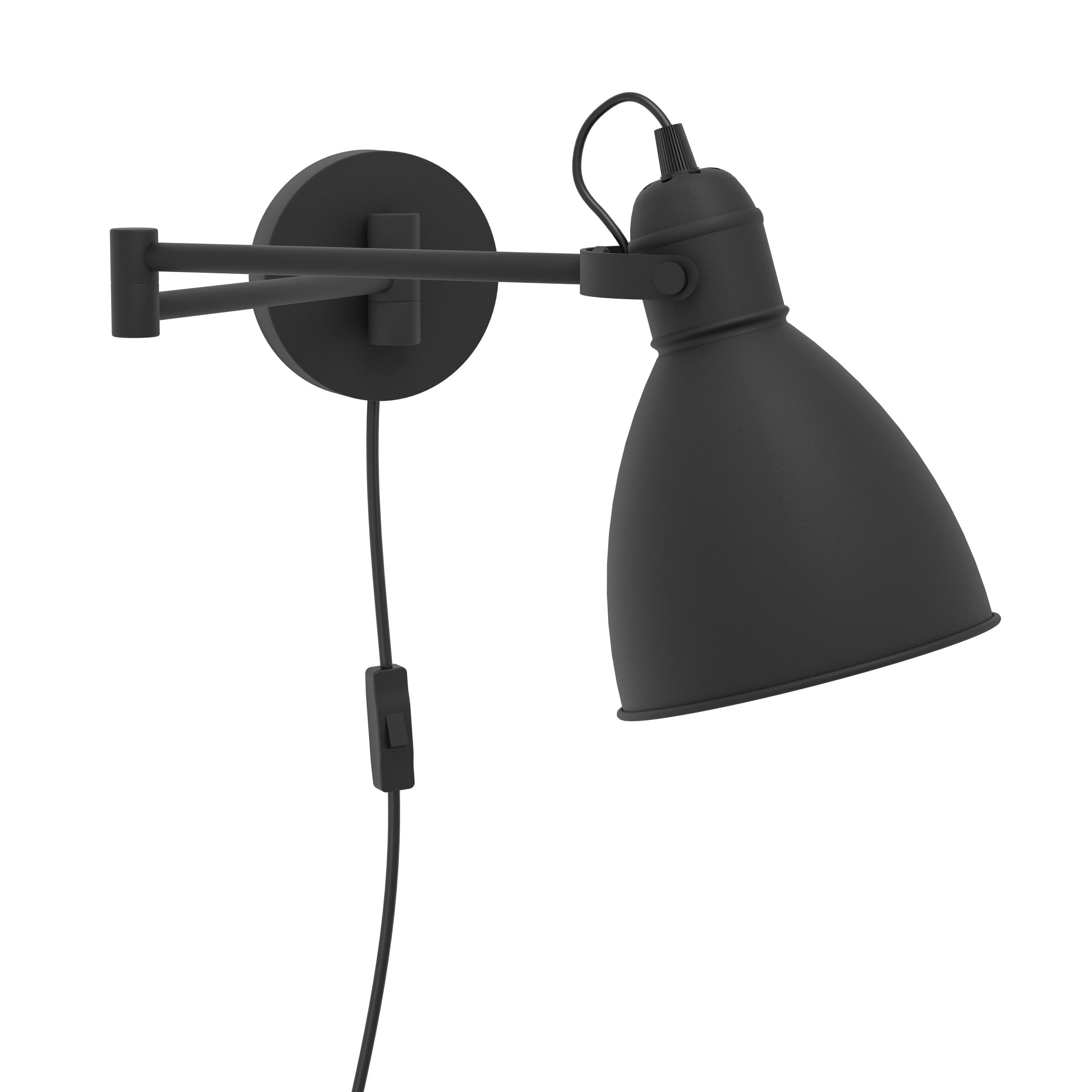 Eglo Lampada da parete San Peri, lampada da soggiorno | vintage e industriale, illuminazione da parete per interni in metallo nero, con interruttore, lampada da camera da letto, E27