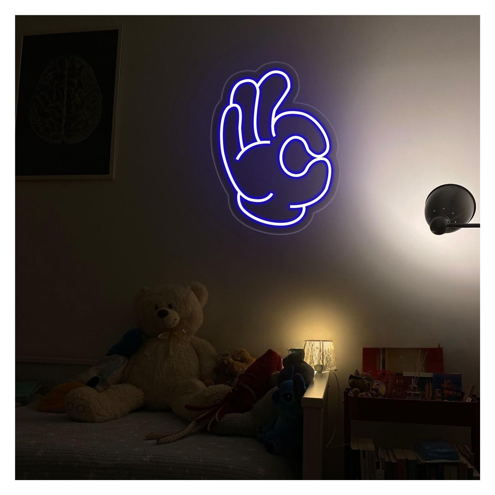 RONGCH Hanging Art Signs OK Hand Gesture Neon Sign,Suitable for Kids Room Wall Decor with Dimmable 40cmx30cm(C)