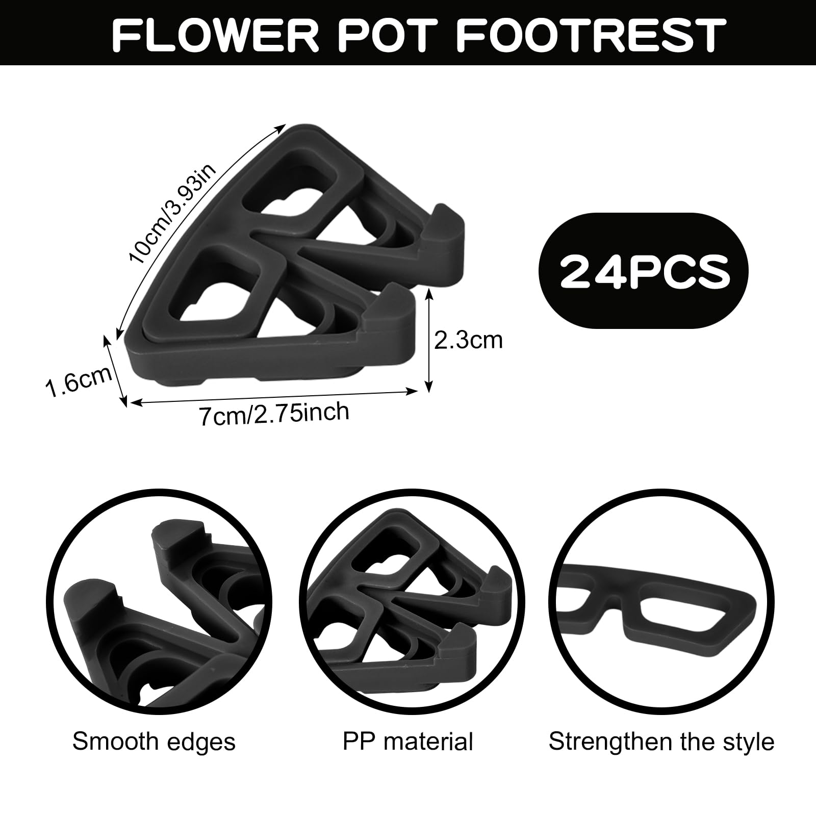 æ- 24PACK Piedi per fiori/piante invisibili, vaso da fiori a triangolo, vaso per fiori in plastica, per piante in vaso da interni ed esterni