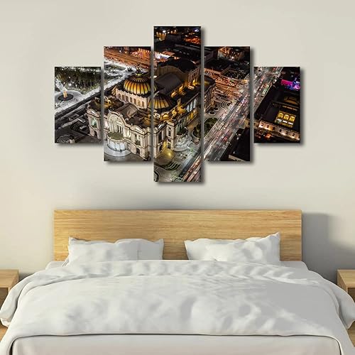 Vista 230 de TUMOVO 5 paneles de arte de pared de volcán en México, impresión sobre lienzo, paisajes naturales, cuadros para dormitorio, decoración del hogar