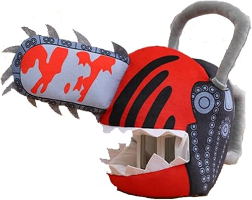 Miniatura 6 de Edlike Máscara de hombre de motosierra de anime con sierra de mano, motosierra de sangre Denji casco de felpa para Halloween, fiesta de cumpleaños,