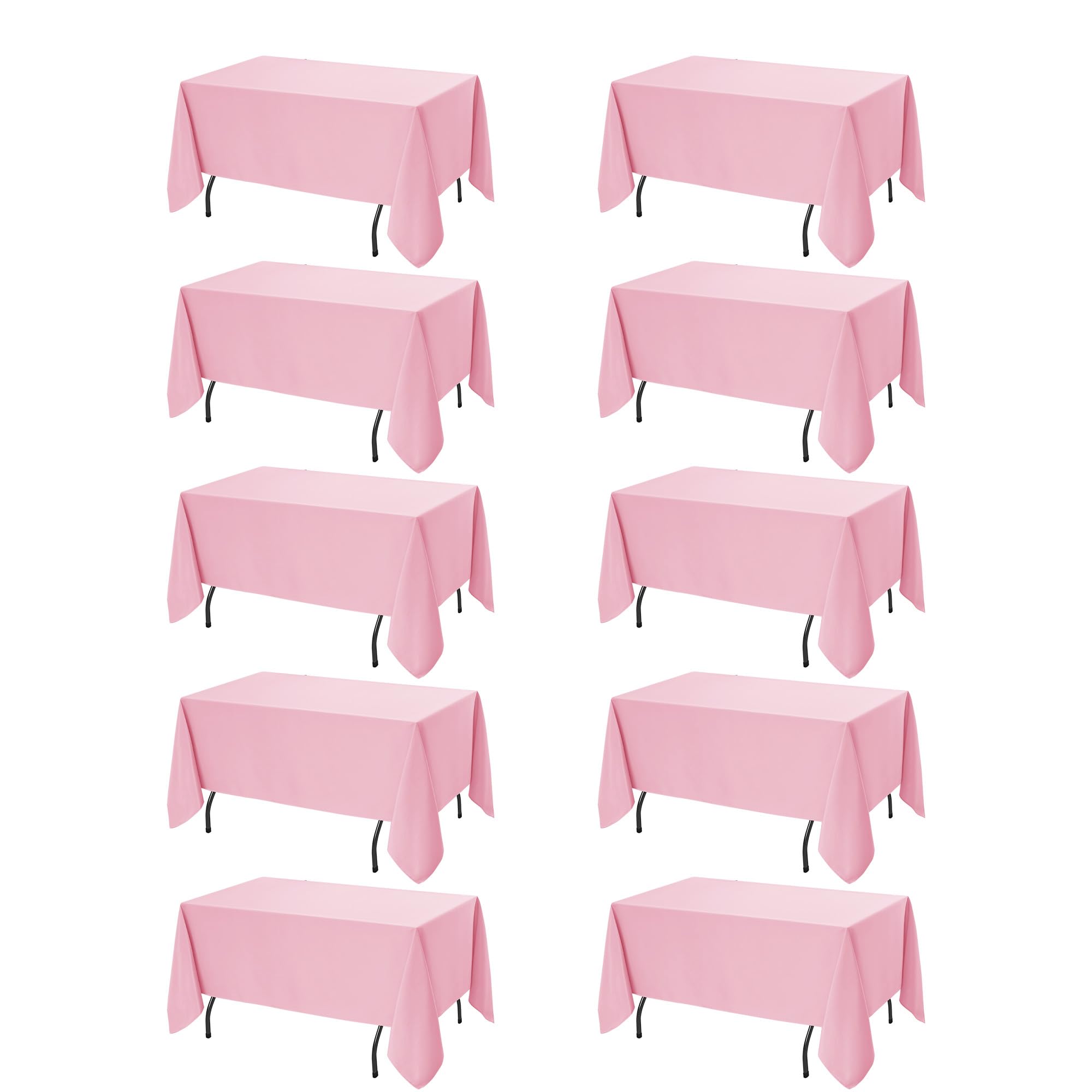 10-Pack Pink Tablecloths for Rectangle Tables, 60 x 120 Inches