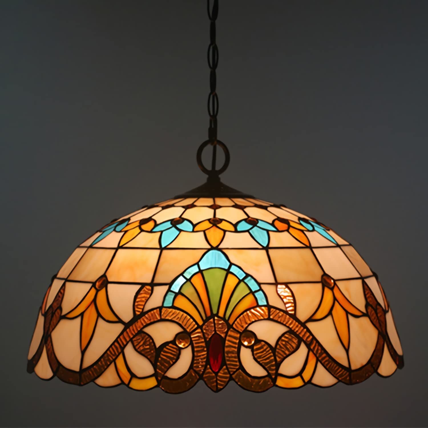 YNIYUJKL Tiffany-Style Baroque Chandeliers,Vintage Stained Glass E27 Pendant Light Fixtures For Living Room Bedroom Dining Room Hallway,50Cm-30Cma (50Cm),50cm