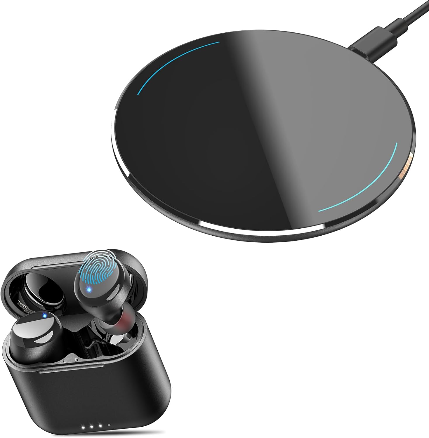 TOZO T6 Wireless Earbuds with TOZO New Anti-Slip Wireless Charger