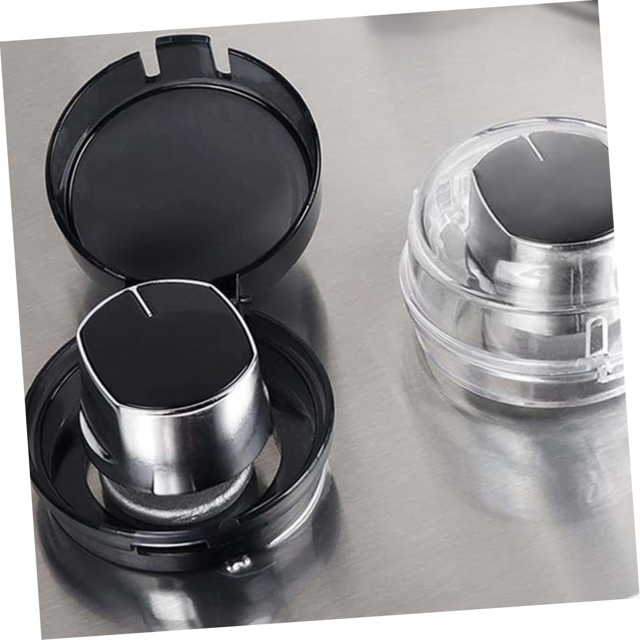 KOCKSHION 5Pcs Gas Stove Knob Covers Childproof Knob Lock for Safety Transparent Material Easy Installation Oil Design for Ovens and Gas Stoves Durable and Simple Appearance