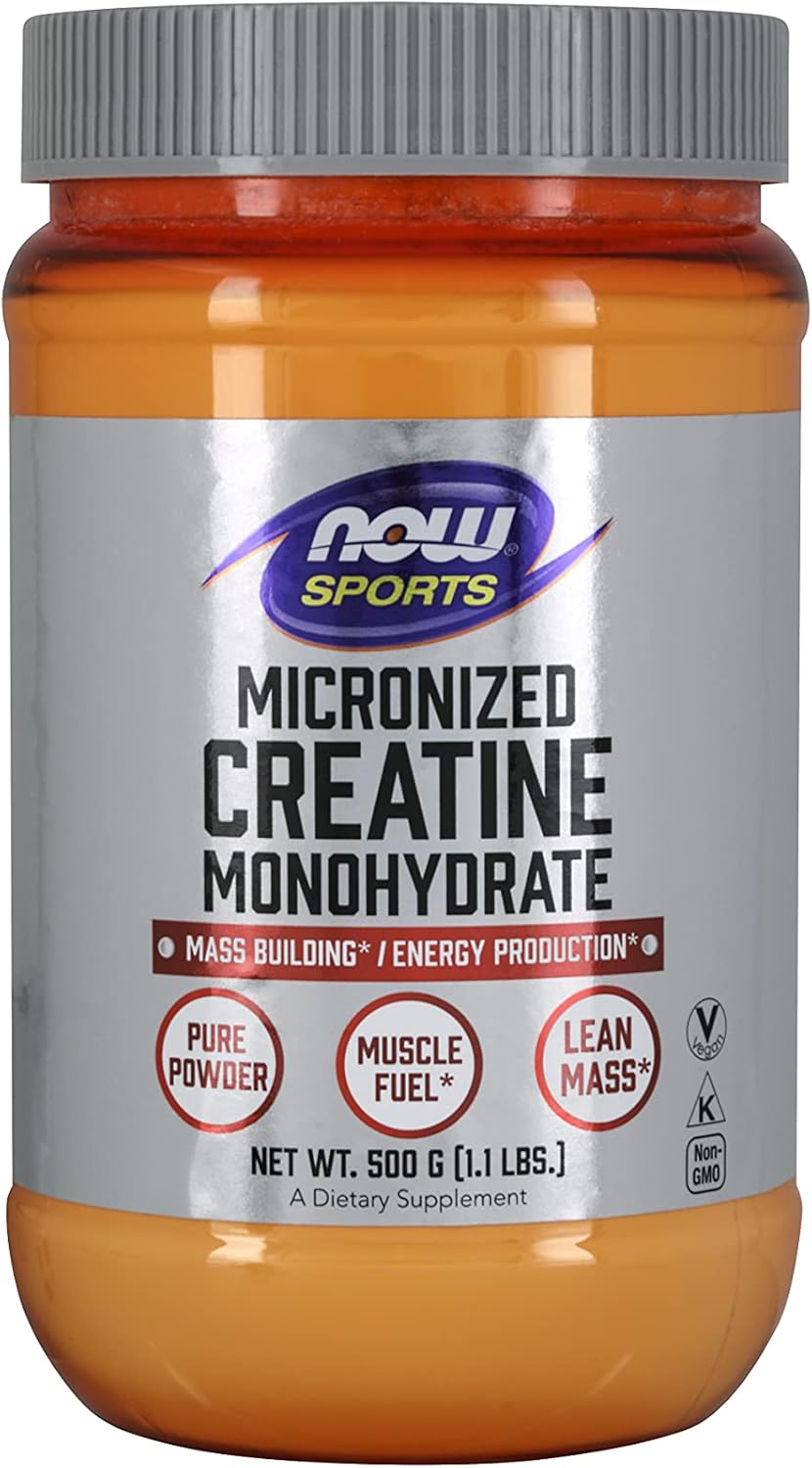 NOW Sports Nutrition, Micronized Creatine Powder, Mass Building/Energy Production, Unflavored, 1.1 Pound (1664) : Health & Household