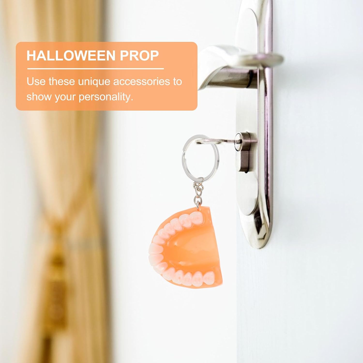 Baluue 10pcs Fake Keychains Adorable Hanging Ornament, Novelty False Teeth Charms Pendant without Ring, Key Rings Gifts Pendant for DIY Craft Jewelry Making Accessory