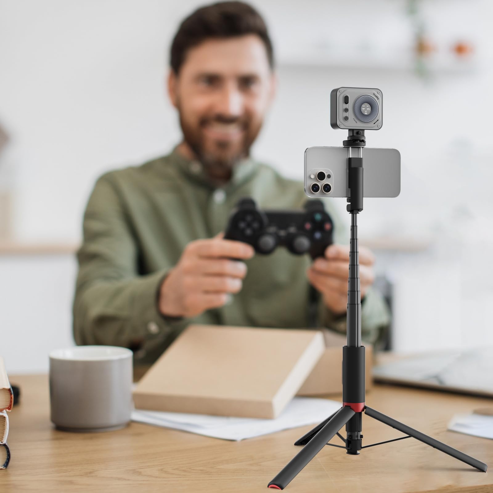 SMALLRIG x Drex Lee Boom Perche à Selfie ST30 Lite, Trépied Automatique 57,9'' avec Télécommande et Support pour Griffe, pour iPhone, pour Android, Enregistrement Vidéo, Voyage, Vlogging, Voir - 5292