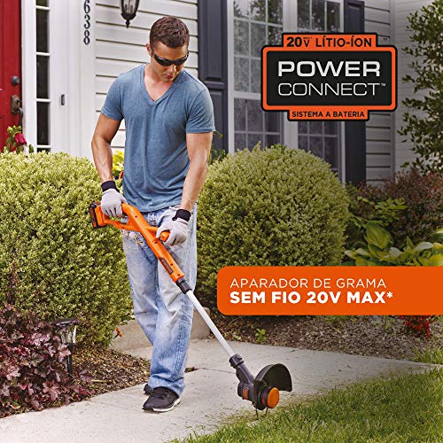 Black Decker Aparador de Grama, com Cabeça Giratória, Sem Fio, Ideal para Jardim, Modelo LST201, Biv
