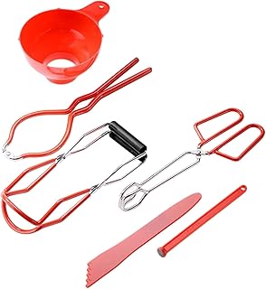 POHOVE 6pcs Inscatolamento Kit Strumenti Imbuto,Barattolo Lifter,Barattolo Chiave,Coperchio Sollevatore,Inscatolamento Tenaglie, Bolle Automatici/Misuratore/Rimuovi per Barattoli Pentola