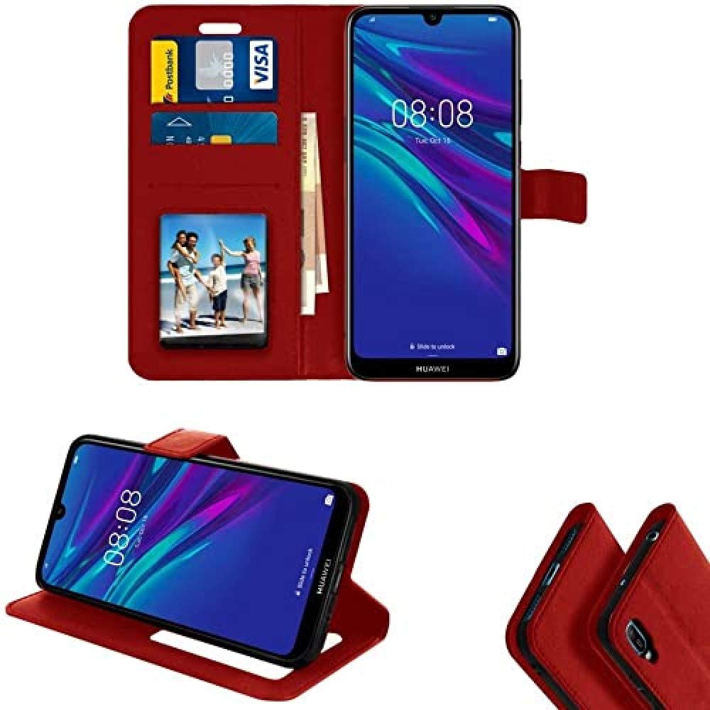 Coque Portefeuille pour Huawei Y6 2019, Rouge, Red