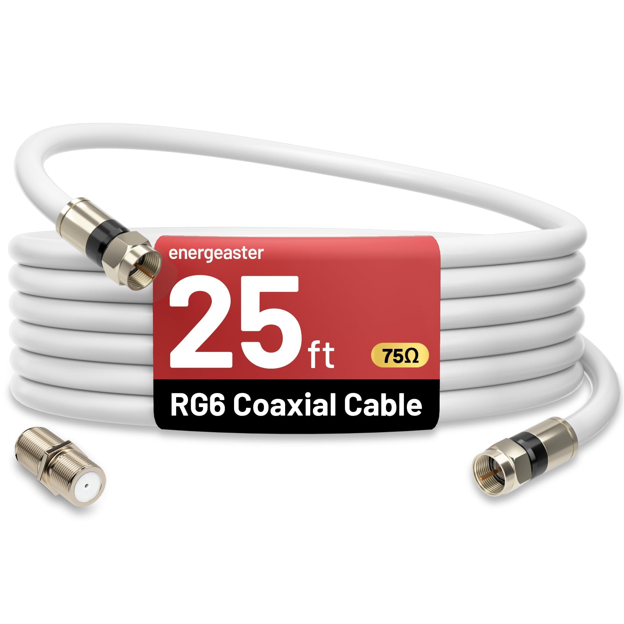 energeaster Cavo coassiale RG6 con connettore di tipo F, prolunga cavo coassiale, Internet ad alta velocità, banda larga per interni e antenna TV digitale per satellite, antenna, DVR, VCR, HDTV