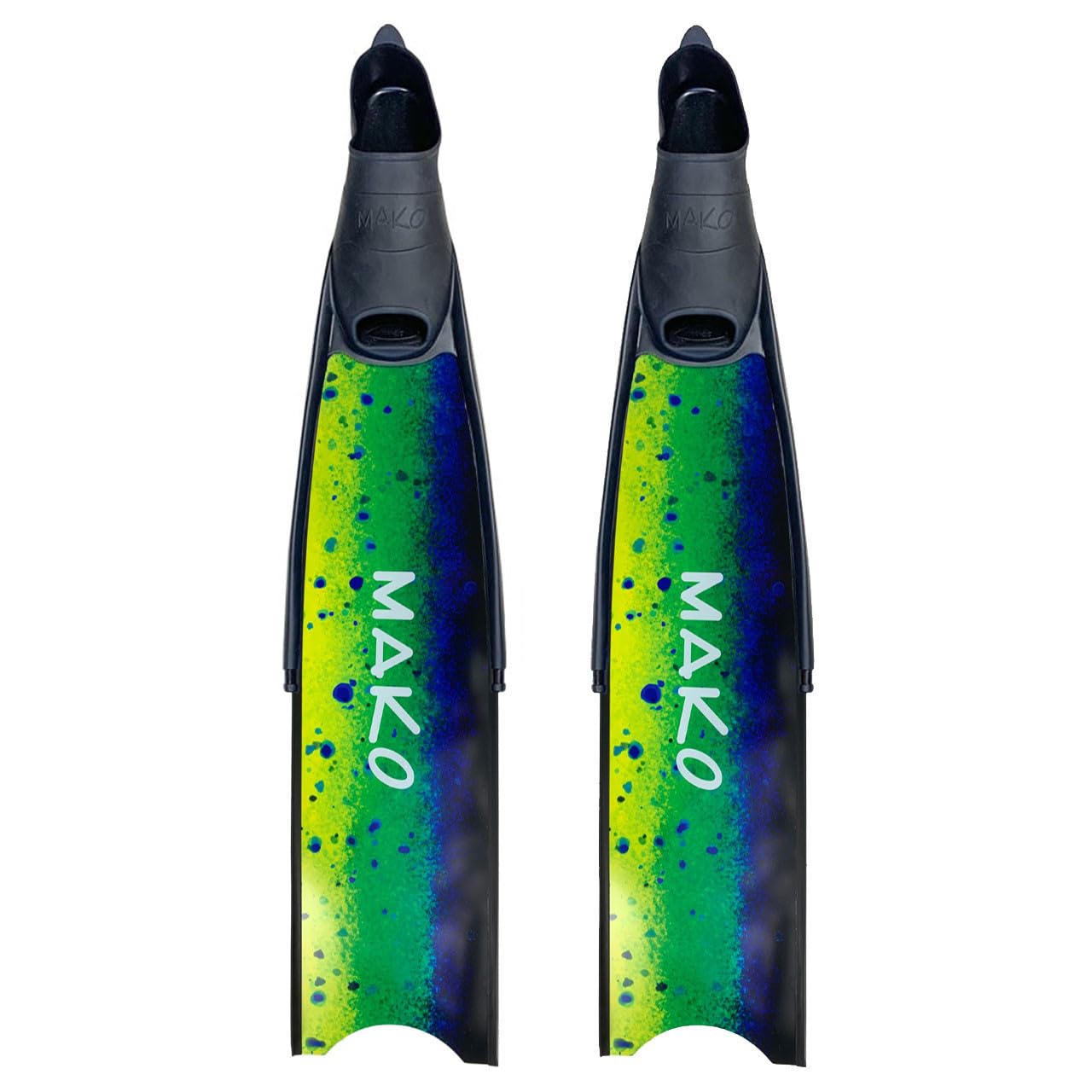 MAKO Pro Fiberglass Freedive Fins – Long Blade Freediving Fins with Interchangeable Blades – Lightweight, Powerful, and Hydrodynamic – Size 4-5 – Pro Mahi (Special Edition) – Soft