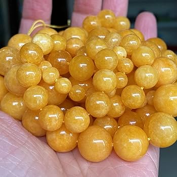 Amazon.co.jp: 黄色の自然な蜜蝋翡翠カルセドニー石のビーズのための