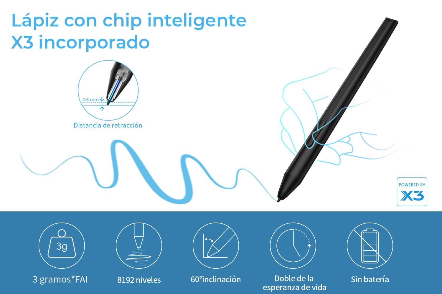 XP-PEN Deco LW Tableta Gráfica Dibujo Digital Inalámbrica con Lápiz X3 | Tableta Digitalizadora Portátil Compatible con Windows, Mac, Android, Chrome OS y Linux, Negro