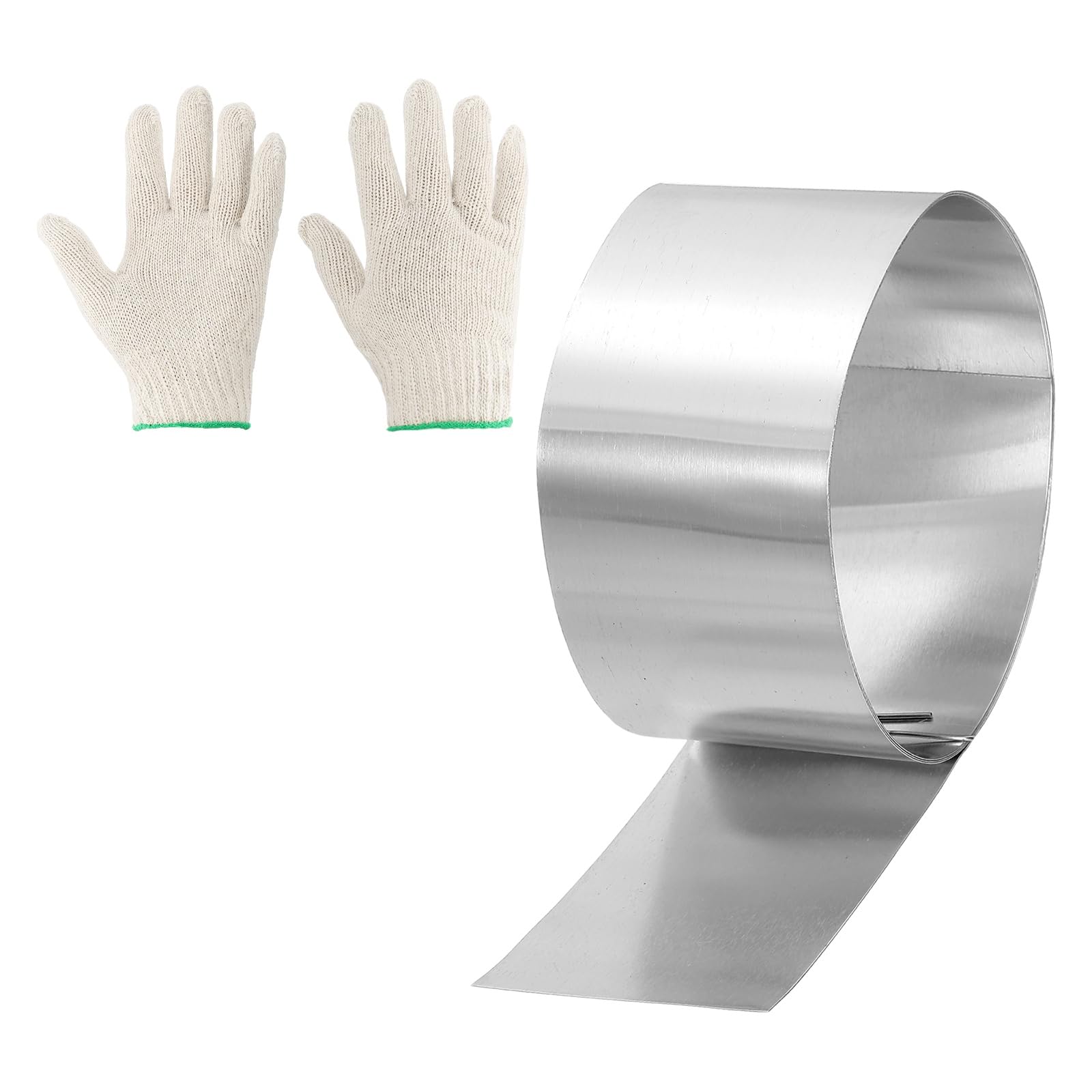 sourcing map Aluminum Flashing Roll, 2" x 3.28ft Roof Flashing Metal Strip Sheet Roll 0.1mm Thick with Gloves for House Repair Sealing Window Door