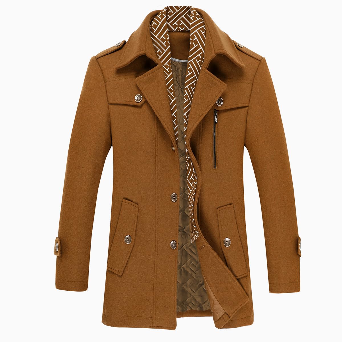 Allthemen Trench Corto Invernale da Uomo Trench di Lana Cappotto Spessa e Sottile Soprabito Parka Giacca a vento Giacca con risvolto