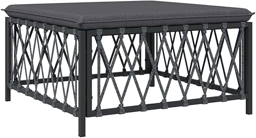 Miniatura 7 de Juego de muebles de jardín de 3 piezas, juego de muebles de patio al aire libre con cojines extraíbles, marco de acero con recubrimiento en polvo,