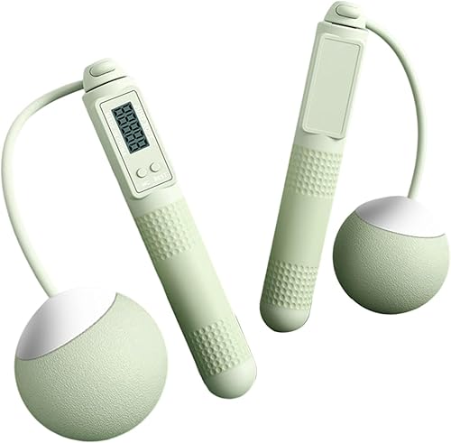 Miniatura 11 de Cuerda de saltar con peso sin cuerda con contador, pantalla LED, cuerda de saltar sin techo, asas ergonómicas, longitud ajustable, perfecta para