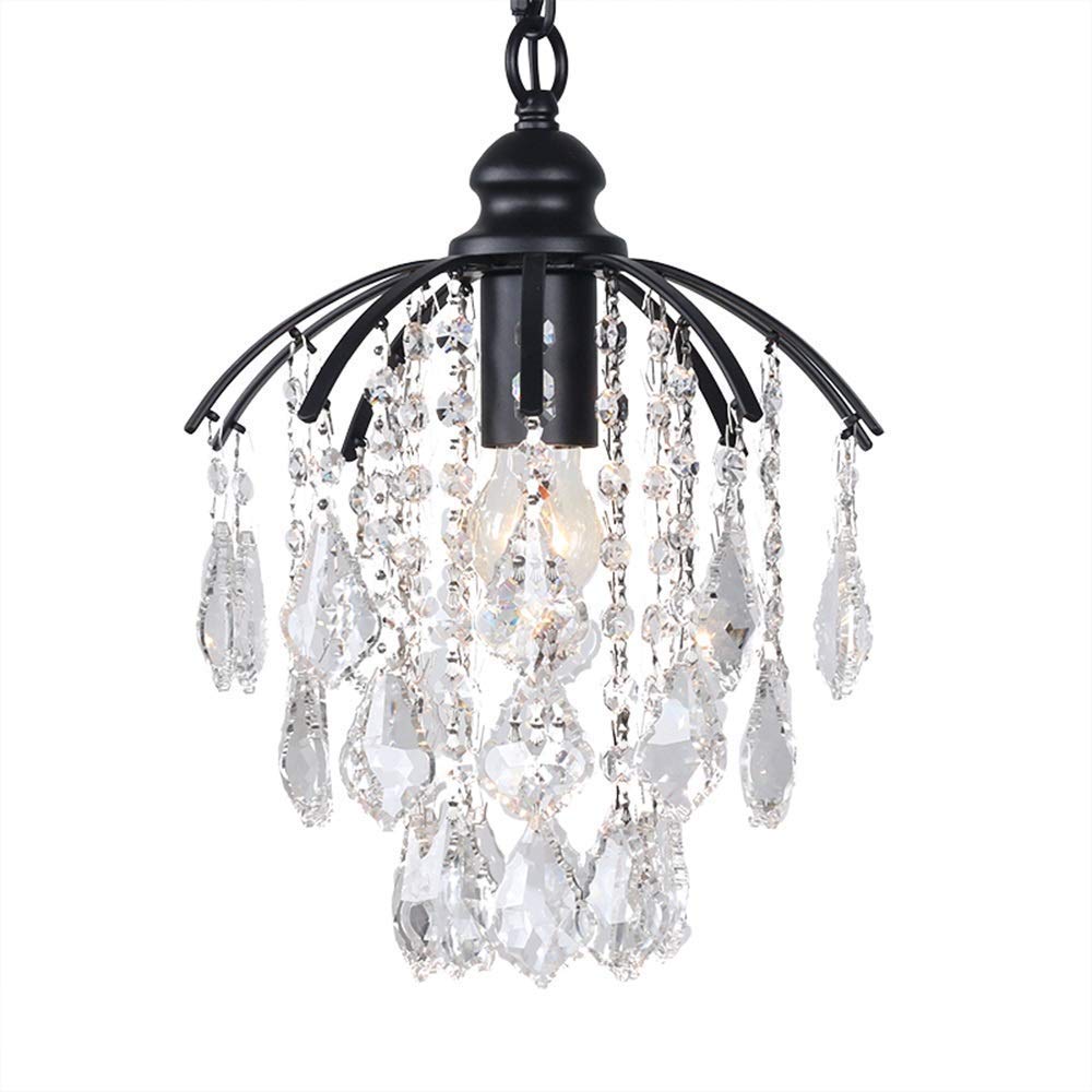 Lámpara de techo de cristal vintage negra con diseño refinado E27 para alta decoración