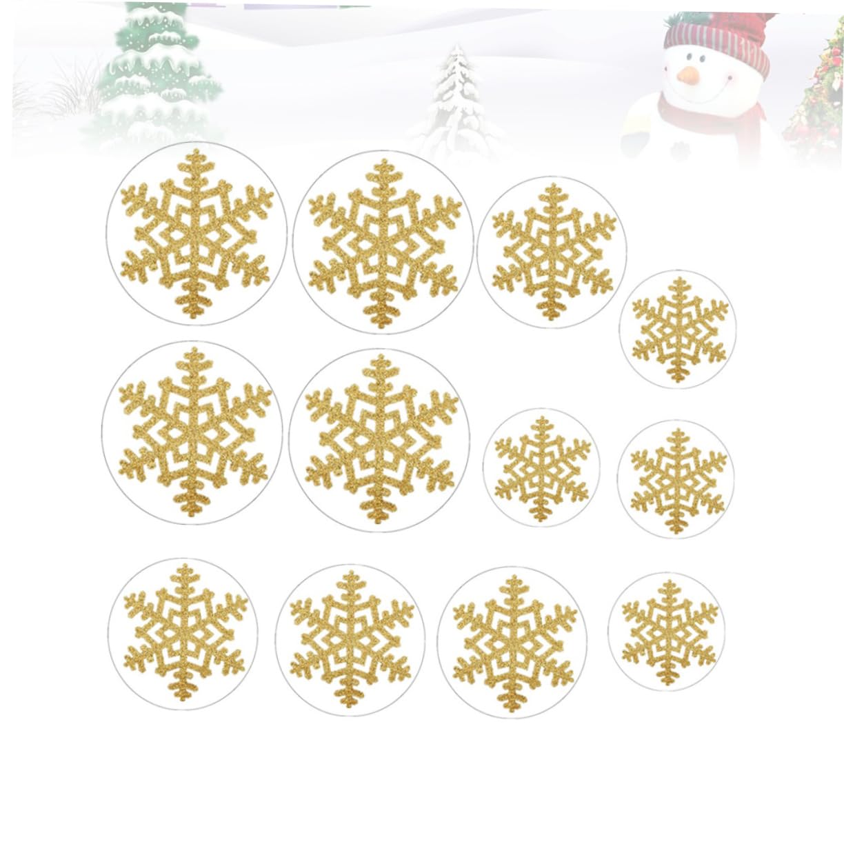 Alipis 36stücke Teiliges Weihnachts-schneeflocken Wandaufkleber Kreative Pvc Selbstklebende Dekoration Für Wände Und Böden Abnehmbare Goldene Schneeflocken Für Festliche Anlässe