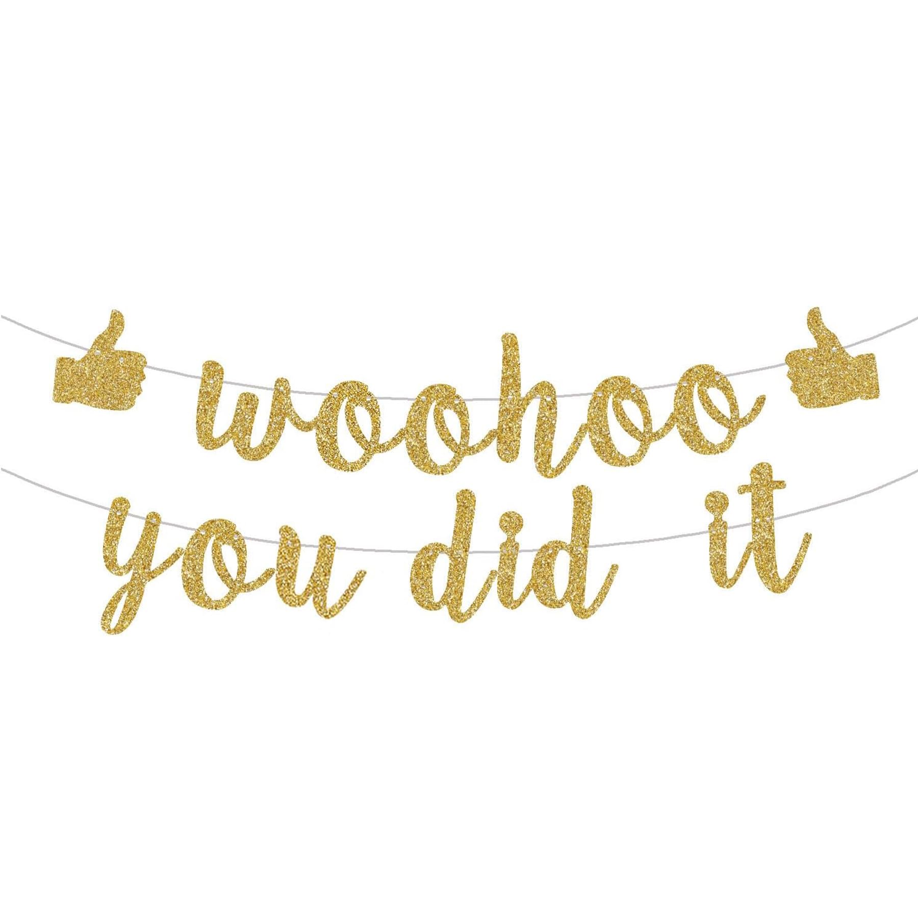 Umimiss Woohoo You Did It Graduation Party Decorations, Gold Glitter Congratulations & Well Done Banners