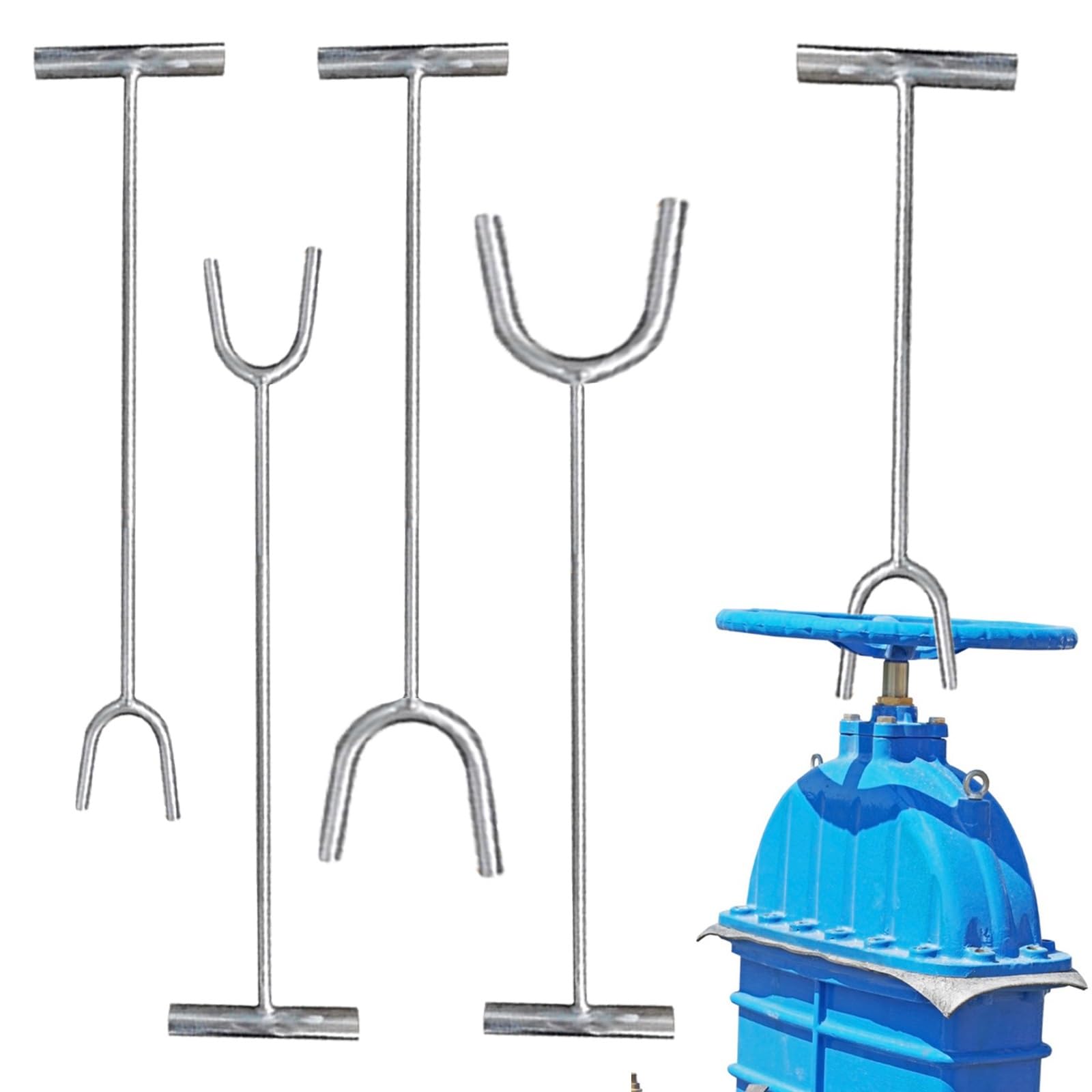 Wasserzähler-Schlüssel, Absperrwerkzeug, 1,5 m lang, robuster Ventilschlüssel mit T-Griff, industrielles Winkelanschlagschlüssel-Set für Klärventile/Ausrüstungsreparatur/Wassergas