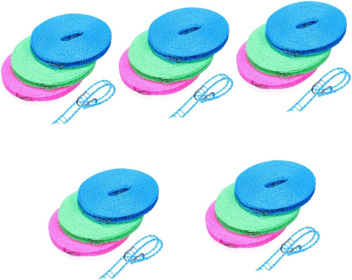 Ciieeo 15rolls Retractable Clothesline for Outdoor and Indoor Use Each and High-Strength Nylon Easy to Install for Camping and Travel Laundry