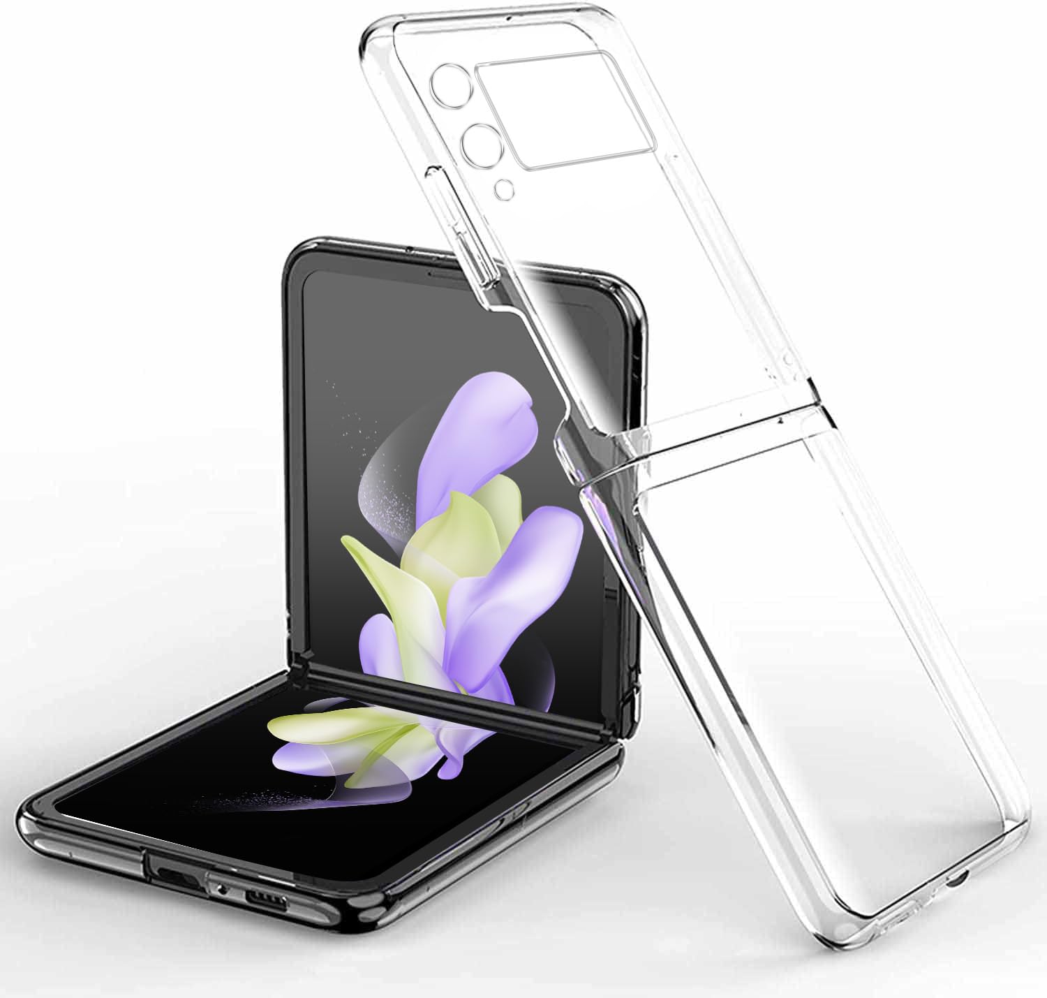 Case for Samsung Z Flip 4 5G with Camera Protection, Clear Hard Shockproof Ultra Slim Fit Drop Protection, for Samsung Galaxy Z Flip 4 Phone Case Cover - Transparent