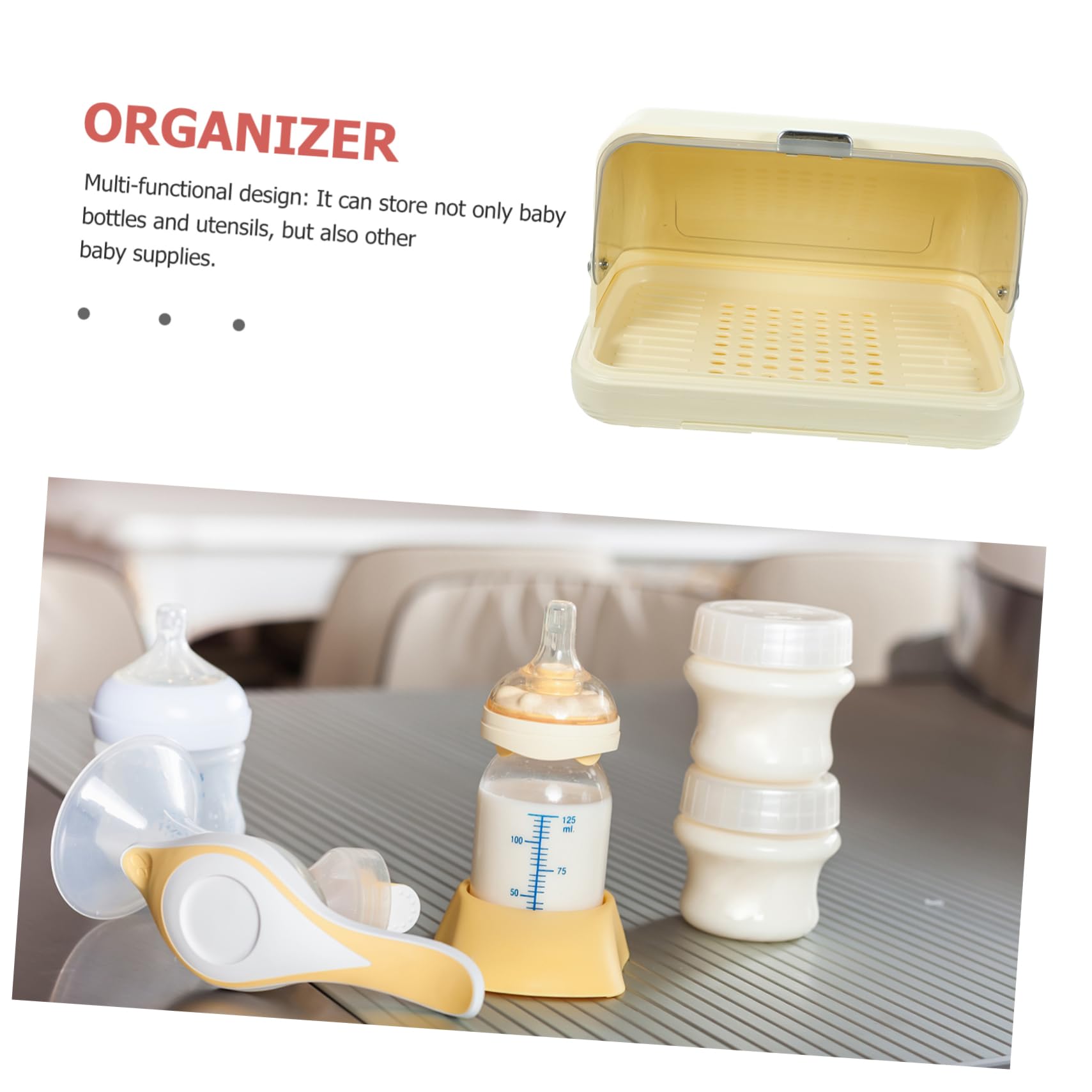 YARNOW Égouttoir à Biberon Couvercle Plateau Détachable Organisateur de Bouteilles Cuisine 1 PC