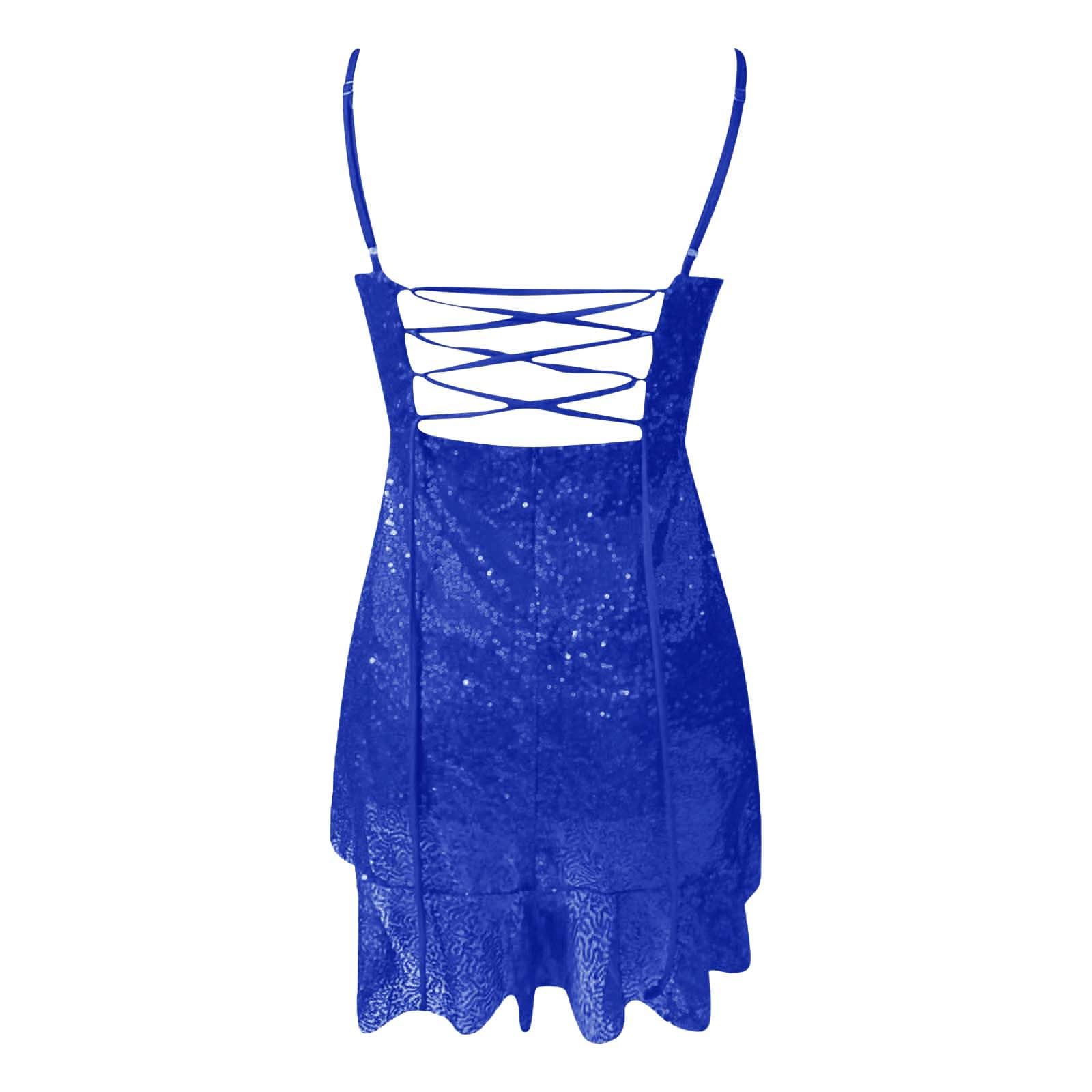 Elegante Vestido Mujer con Tirantes Espalda Sin Mangas Detalles de Encaje y para Ocasiones