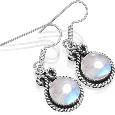 925 Sterling Silver Overlay Handmade Jewelry Round Carnelian, Rose Quartz, Turquoise, Garnet Natural Gemstone Boho Drop Dangle Earring For Women