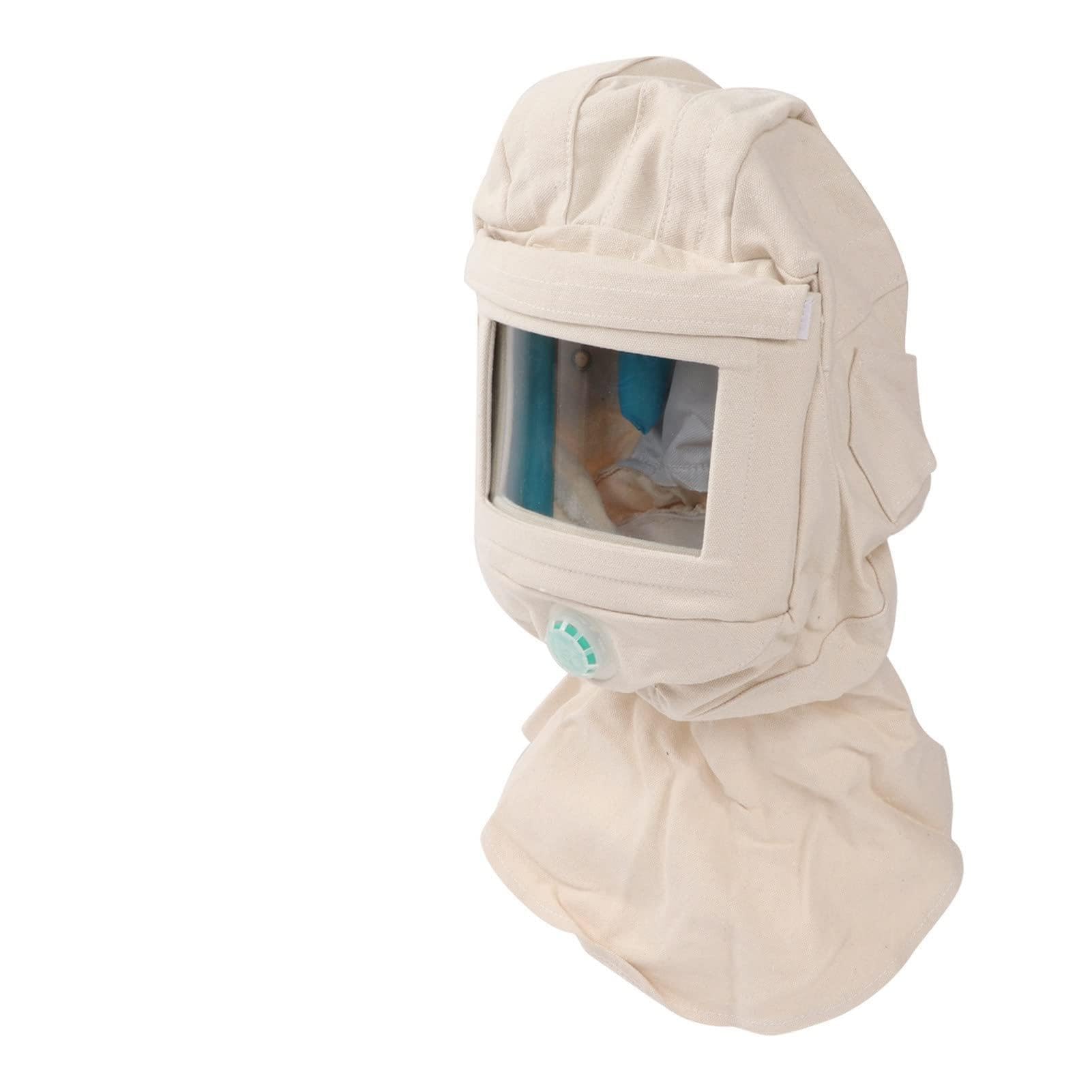 Bewinner Capucha de Chorro de Protector Facial Antiviento y Polvo Protección Transpirable para Pulir Lijado Casco de Seguridad con Válvula Desmontable