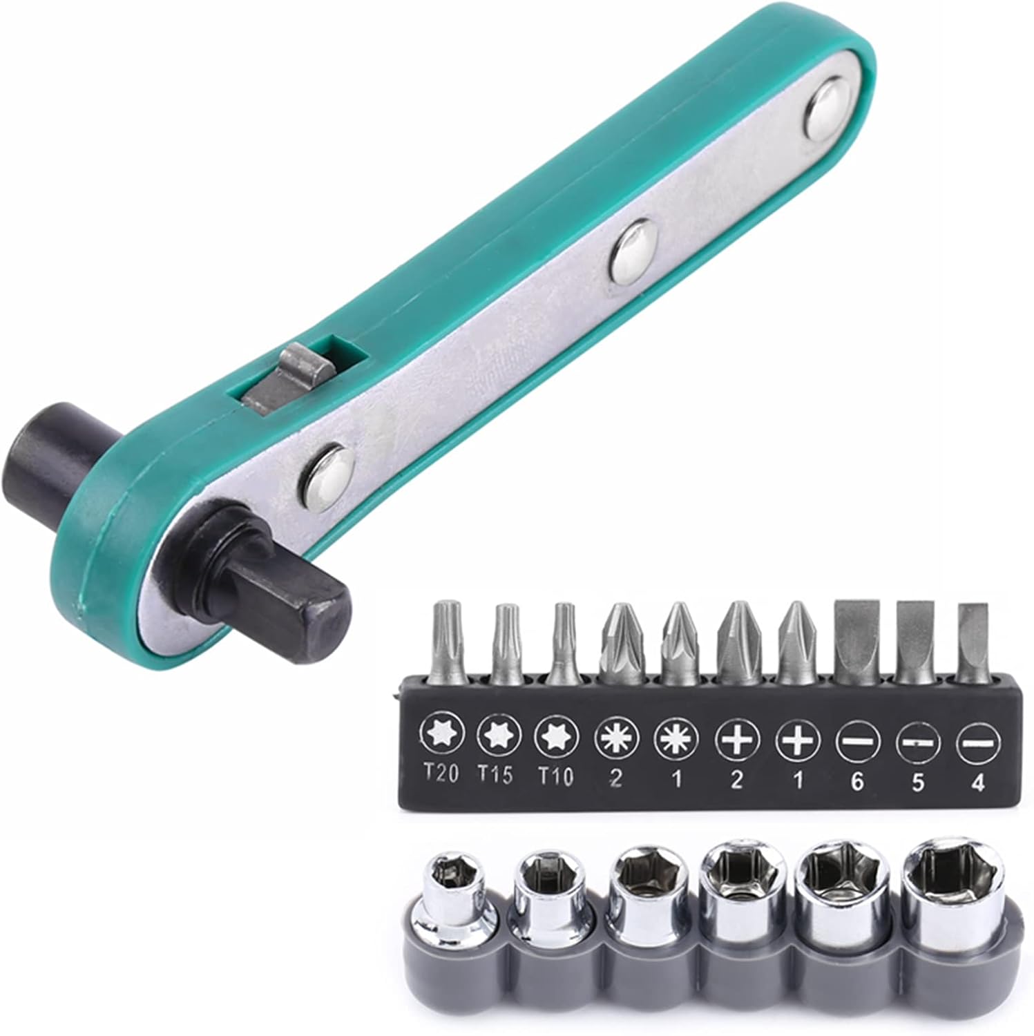 1/4 Wrench Screwdriver Ratchet Handle Interchangeable Driver Bits Sockets Kit for Home Garage Workshop