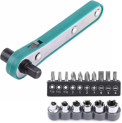 Miniatura 3 de Jeanoko Juego de llaves de llave de 14 pulgadas, destornillador, mango de trinquete, juego de llaves de vaso con puntas y enchufes intercambiables