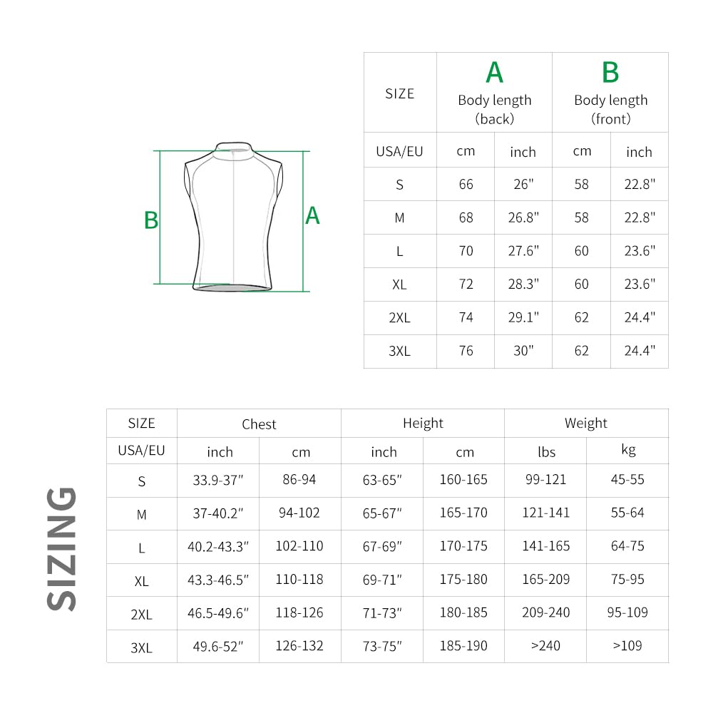 WOSAWE Veste de Cyclisme Homme Sans Manches Imperméable Léger avec Fermeture Éclair Double Sens