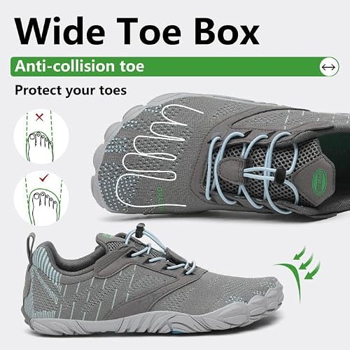 Miniatura 2 de Saguaro Mujere Barefoot Trail Running Shoes Hombre Zapatos Descalzos Para Exterior Interior Gris Brumoso 39 Eu