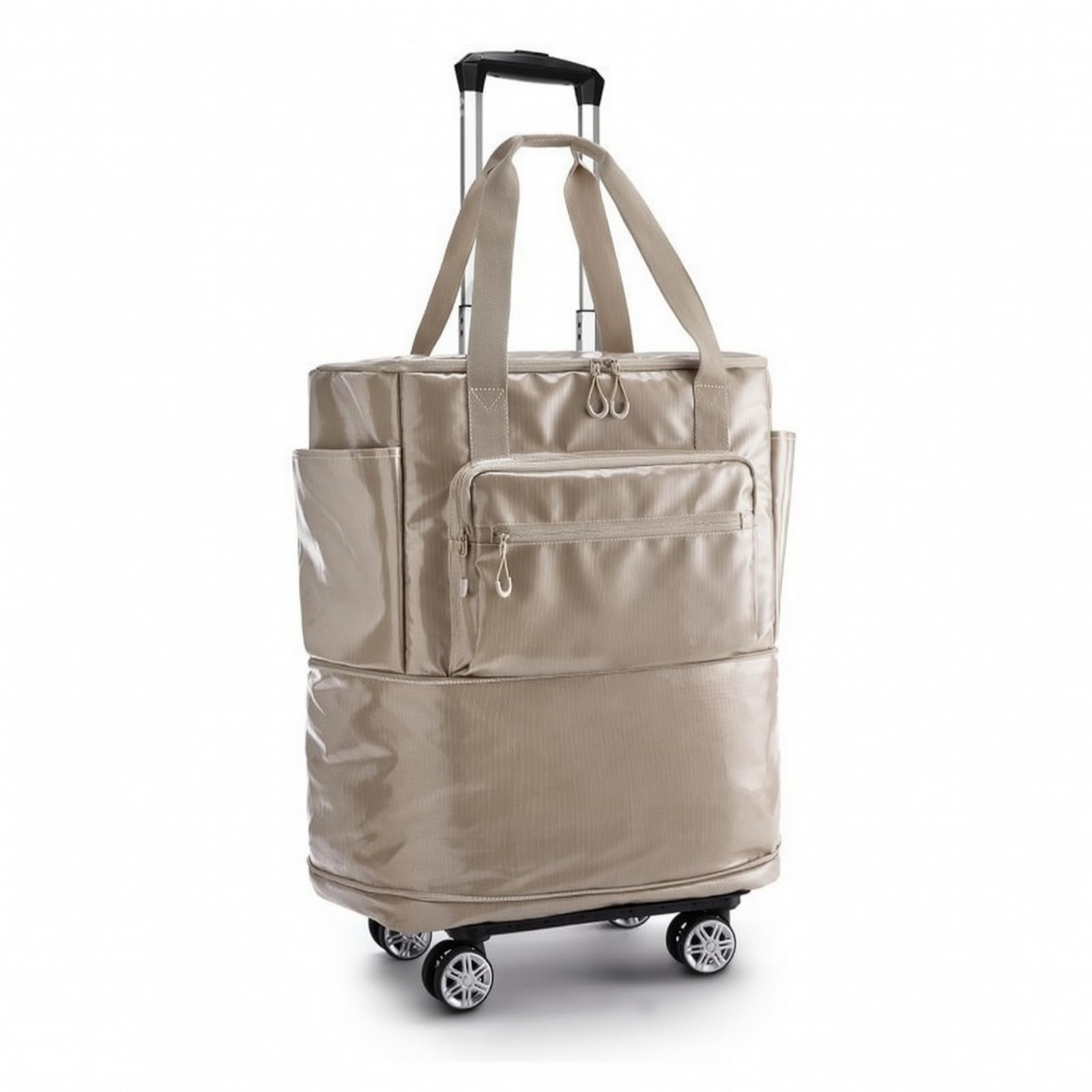 Gralara Bolsa Viaje con Carrito smontable Impermeable Bolso Viaje con Ruedas Expandible Bolso Mano Plegable para Viajeros, Array, Camel
