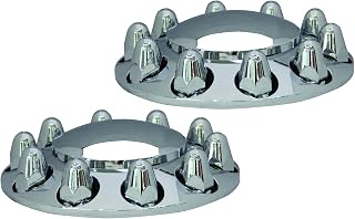 Fortpro QTY-2 Semi Truck Chrome Front Axle Wheel Cover Kit Hub Cap w/ 33mm Push-On Nuts Covers | F247605